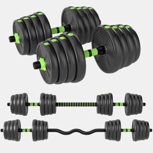 SPORTNOW Conjunto de Halteres Ajustáveis 3 em 1 30 kg Conjunto de Pesos com Barras de Conexão e Pegas Antiderrapantes Pesos e Halteres para Exercício de Fitness Ginásio em Casa