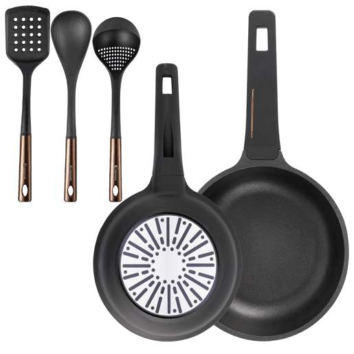 Frigideiras de indução Copper Ø20Ø24cm e utensílios de cozinha
