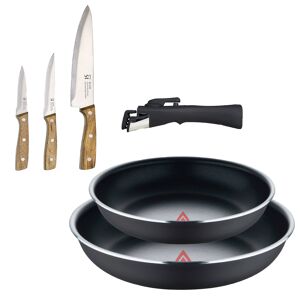 Frigideiras de indução Click&Cook Ø22Ø26cm e facas de cozinha
