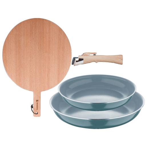 Frigideiras de indução Click&Cook Ø22Ø26cm e tábua de corte Frigideiras de indução Click&Cook Ø22Ø26cm e tábua de corte