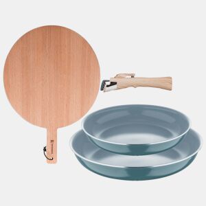 Frigideiras de indução Click&Cook Ø22Ø26cm e tábua de corte