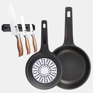 Frigideiras de indução Copper Ø20Ø24cm e facas de cozinha