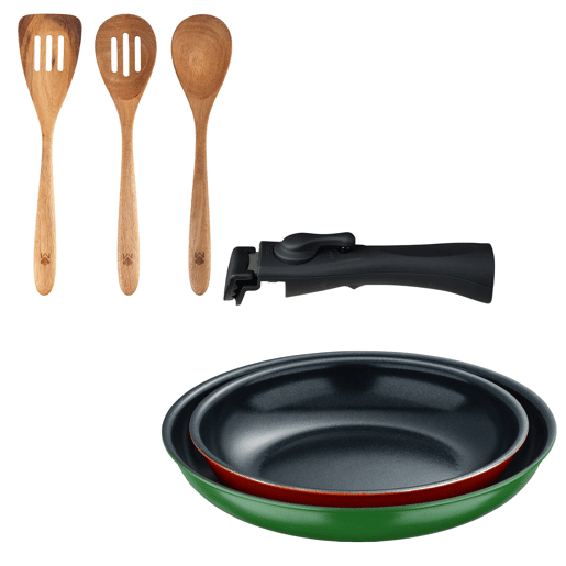 Frigideiras de indução Click&Cook Ø22Ø26cm e utensílios de cozinha