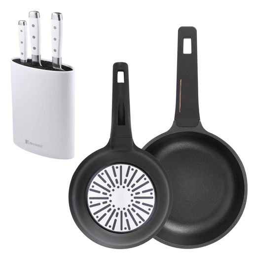 Frigideiras de indução Copper Ø20Ø24cm e facas de cozinha Frigideiras de indução Copper Ø20Ø24cm e facas de cozinha