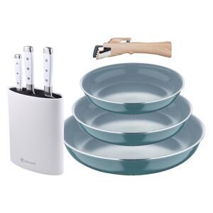 Frigideiras de indução Click&Cook Ø18Ø20Ø24cm e facas de cozinha