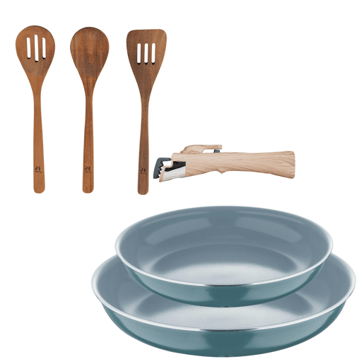 Frigideiras de indução Click&Cook Ø22Ø26cm e utensílios de cozinha