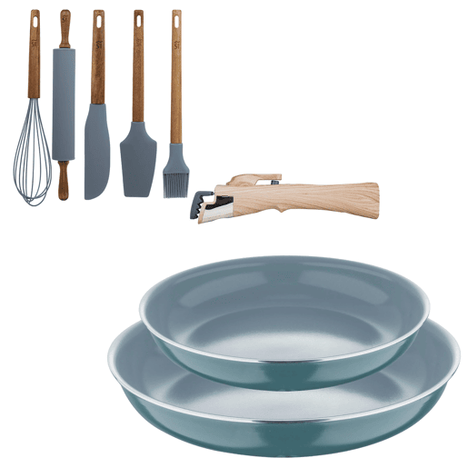 Frigideiras de indução Click&Cook Ø22Ø26cm e utensílios de cozinha