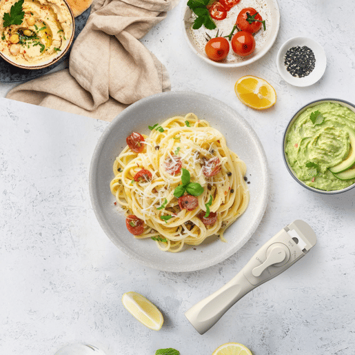 Frigideiras de indução Click&Cook Ø24Ø28cm e conjunto de talheres de 16 peças