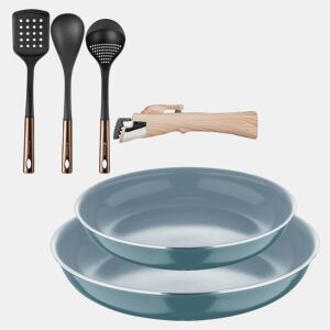 Frigideiras de indução Click&Cook Ø22Ø26cm e utensílios de cozinha