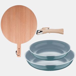 Frigideiras de indução Click&Cook Ø24Ø28cm e tábua de corte