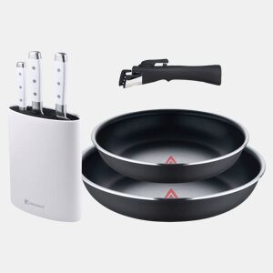 Frigideiras de indução Click&Cook Ø22Ø26cm e facas de cozinha