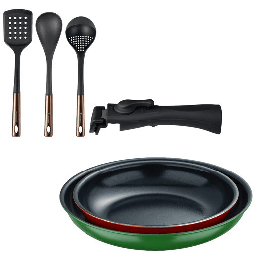 Frigideiras de indução Click&Cook Ø22Ø26cm e utensílios de cozinha