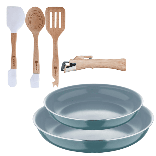 Frigideiras de indução Click&Cook Ø22Ø26cm e utensílios de cozinha