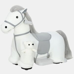 AIYAPLAY Cavalo Elétrico com Música Bateria 6V Brinquedo Elétrico Toque Suave Rodas Silenciosas de PU Movimento para a Frente Prenda para Crianças dos 1,5 aos 5 Anos 74x34x51 cm Branco