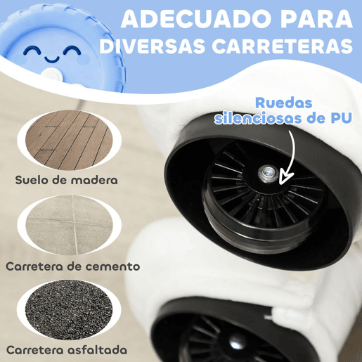 AIYAPLAY Cavalo Elétrico com Música Bateria 6V Brinquedo Elétrico Toque Suave Rodas Silenciosas de PU Movimento para a Frente Prenda para Crianças dos 1,5 aos 5 Anos 74x34x51 cm Branco