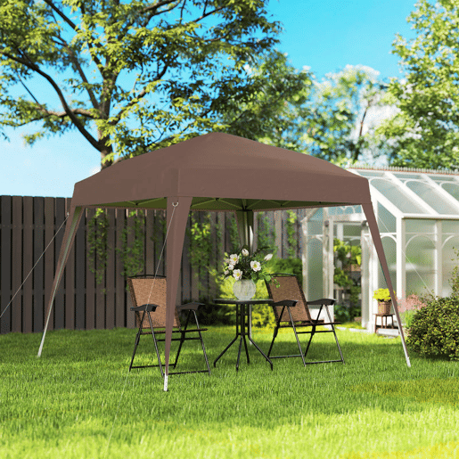 Outsunny Tenda Dobrável 3x3 m Tenda Pop-up de Jardim Altura Ajustável com Saco de Transporte Anti-UV Impermeável Castanho