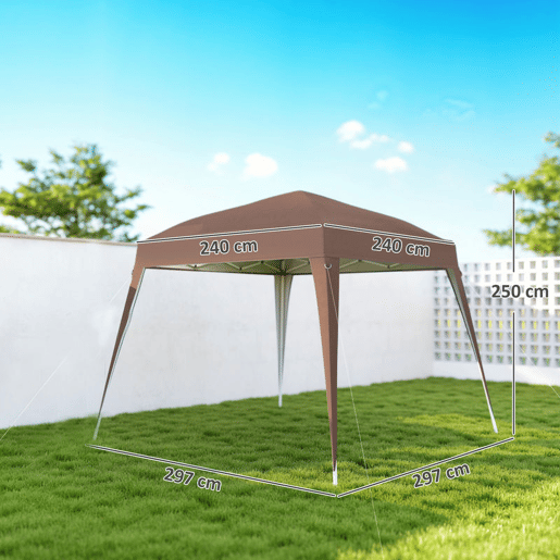Outsunny Tenda Dobrável 3x3 m Tenda Pop-up de Jardim Altura Ajustável com Saco de Transporte Anti-UV Impermeável Castanho
