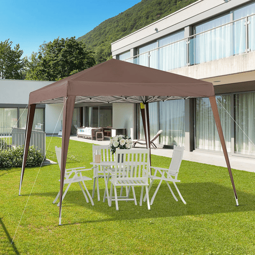 Outsunny Tenda Dobrável 3x3 m Tenda Pop-up de Jardim Altura Ajustável com Saco de Transporte Anti-UV Impermeável Castanho