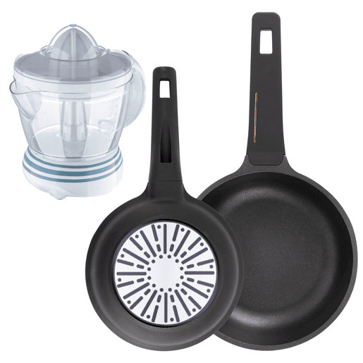 Frigideiras de indução Copper Ø20Ø24cm e espremedor de 1,2L