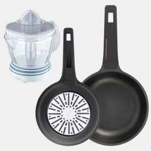 Frigideiras de indução Copper Ø20Ø24cm e espremedor de 1,2L