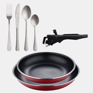 Frigideiras de indução Click&Cook Ø22Ø26cm e conjunto de talheres de 16 peças
