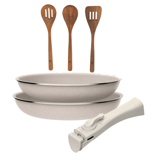 Frigideiras de indução Click&Cook Ø24Ø28cm e utensílios de cozinha