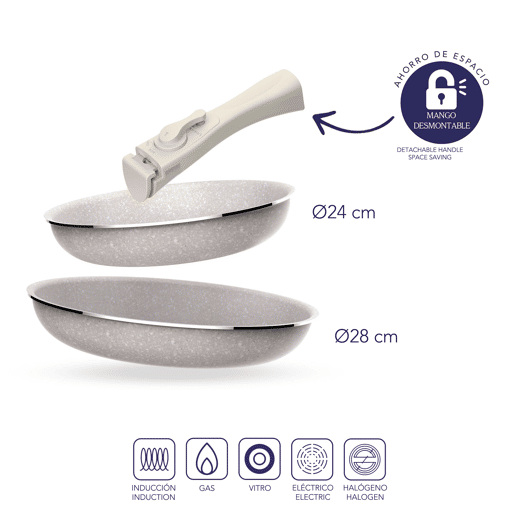 Frigideiras de indução Click&Cook Ø24Ø28cm e utensílios de cozinha