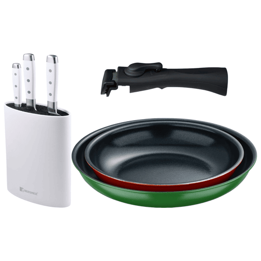 Frigideiras de indução Click&Cook Ø22Ø26cm e facas de cozinha Frigideiras de indução Click&Cook Ø22Ø26cm e facas de cozinha