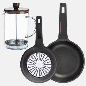 Frigideiras de indução Copper Ø20Ø24cm e cafeteira francesa