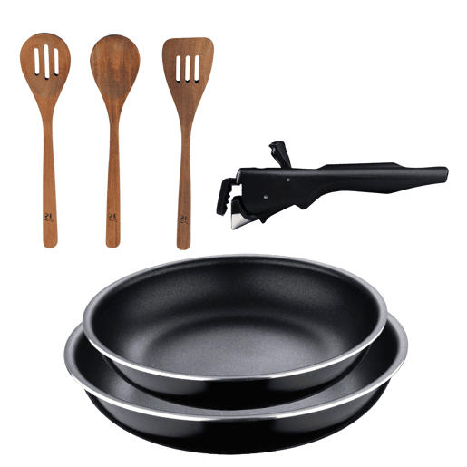 Frigideiras de indução Click&Cook Ø22Ø26cm e utensílios de cozinha