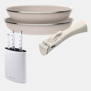 Frigideiras de indução Click&Cook Ø24Ø28cm e facas de cozinha