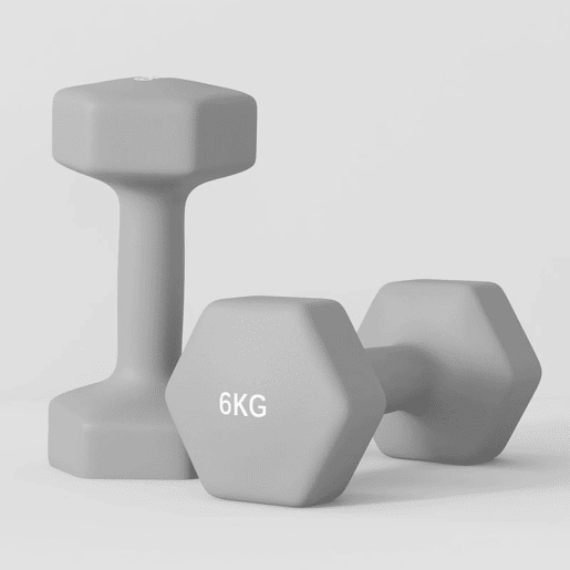 SPORTNOW Conjunto de Halteres Hexagonais 2 x 6 kg Revestidos em Plástico Conjunto de Pesos de Metal com Cabos Antiderrapantes para Treino em Casa Ginásio e Escritório 22x10x10 cm Cinzento