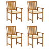 Cadeiras de jardim - Cadeiras de exterior c almofadões 4 pcs madeira de acácia maciça
