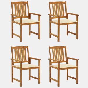 Cadeiras de jardim - Cadeiras de exterior c almofadões 4 pcs madeira de acácia maciça