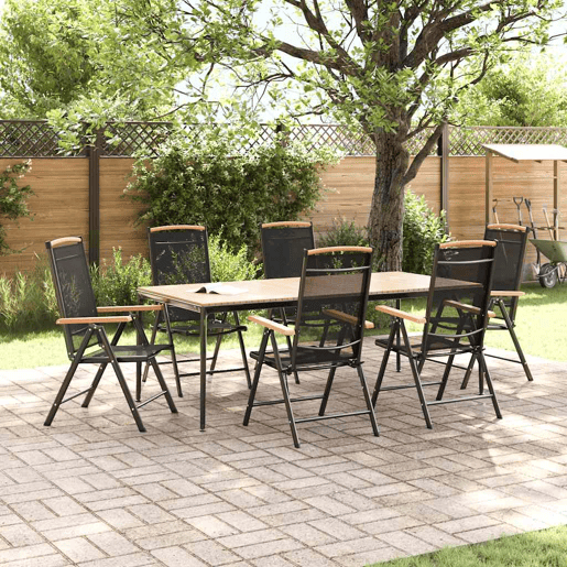 Cadeiras de jardim - Cadeiras de exterior dobráveis 6 pcs textilene preto