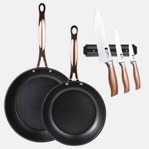 Frigideiras de indução de cobre Ø20Ø24cm e facas de cozinha
