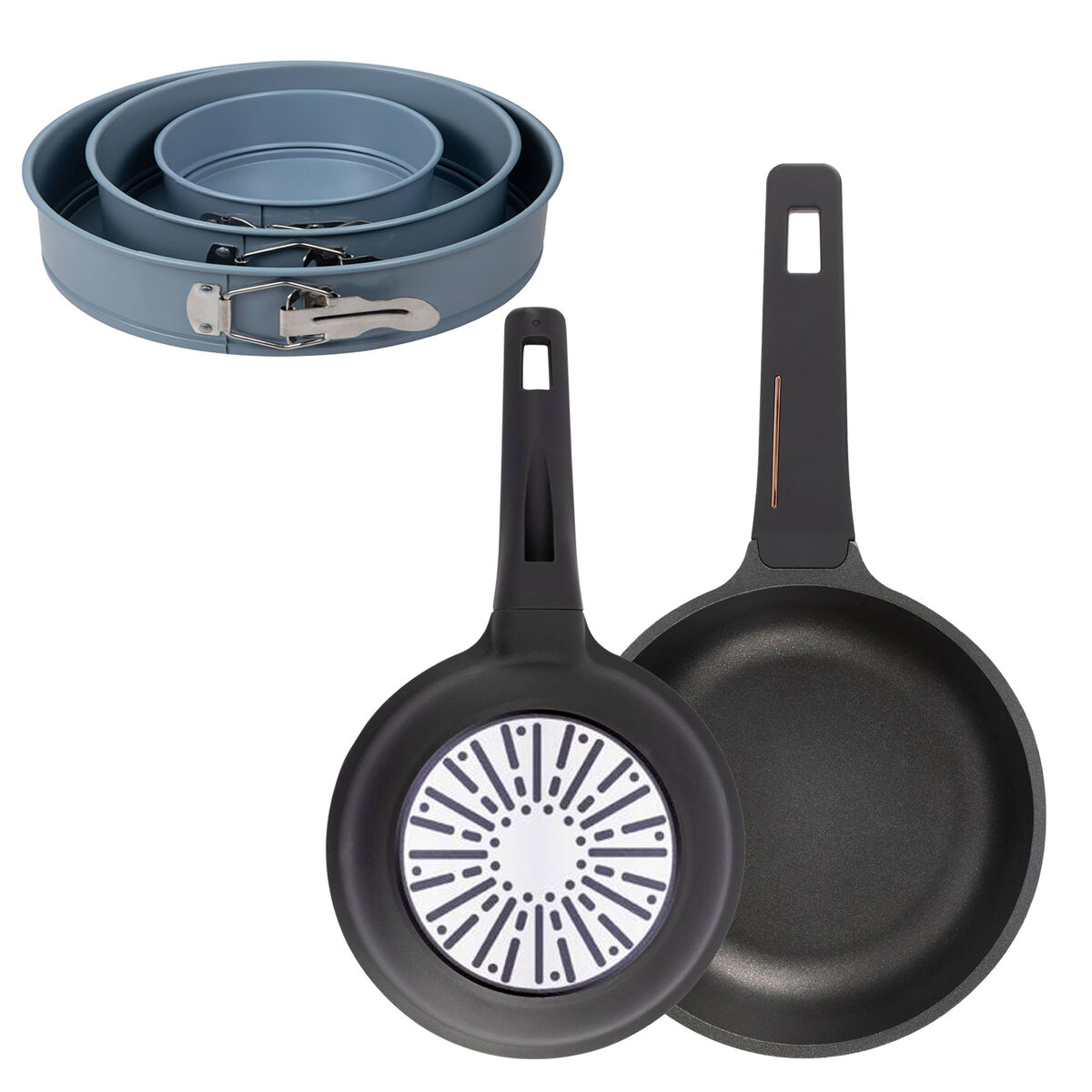 Sartenes ø20ø24cm inducción copper y juego de moldes horno
