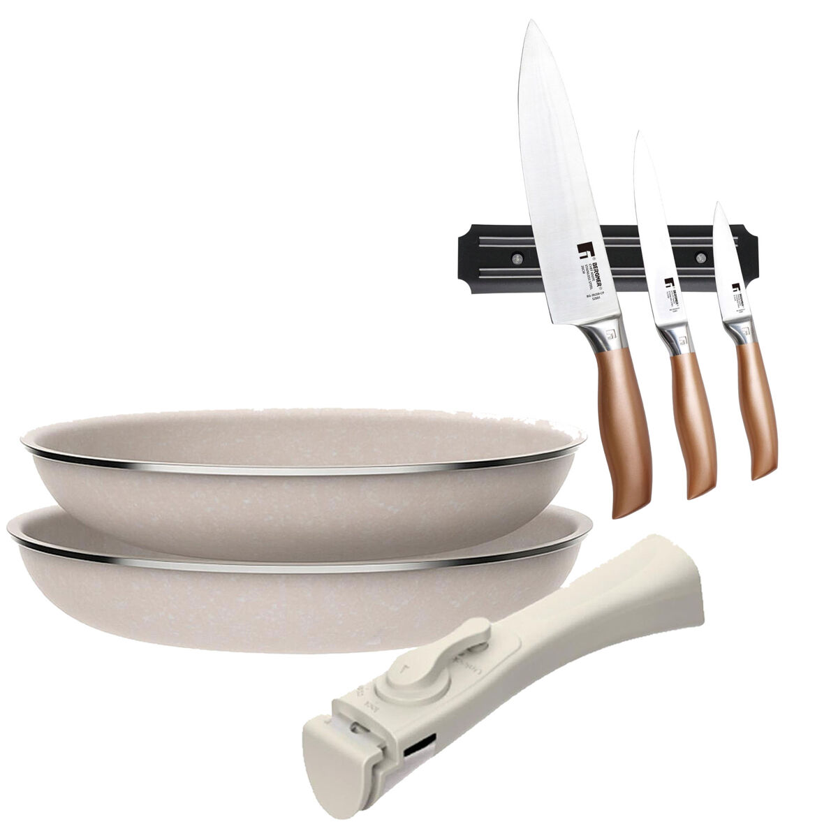 Sartenes ø24ø28cm inducción click&cook y cuchillos de cocina