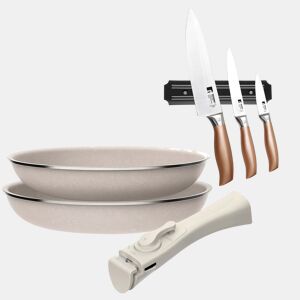 Frigideiras de indução Click&Cook Ø24Ø28cm e facas de cozinha