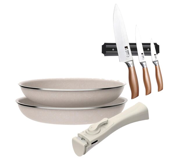 Sartenes ø24ø28cm inducción click&cook y cuchillos de cocina