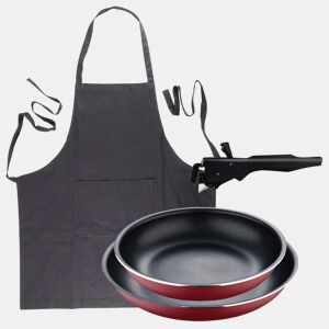Frigideiras de indução Click&Cook Ø22Ø26cm e avental cinza