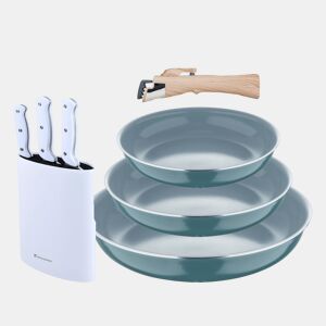 Frigideiras de indução Click&Cook Ø18Ø20Ø24cm e facas de cozinha