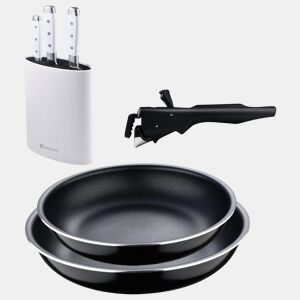 Frigideiras de indução Click&Cook Ø22Ø26cm e facas de cozinha
