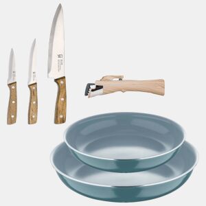 Frigideiras de indução Click&Cook Ø24Ø28cm e facas de cozinha