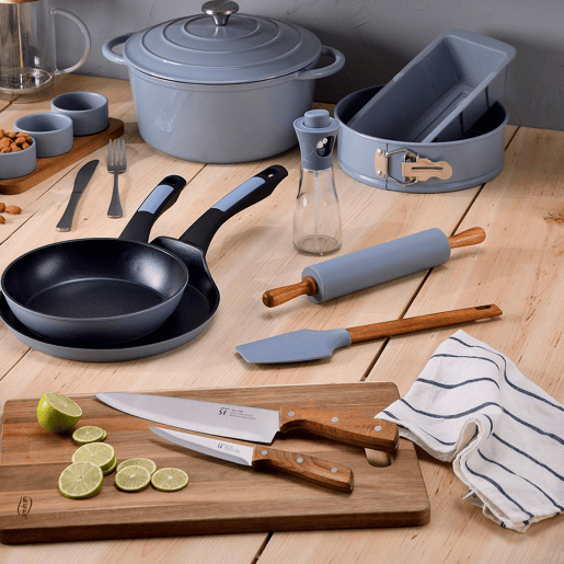 Frigideiras de indução Click&Cook Ø24Ø28cm e facas de cozinha