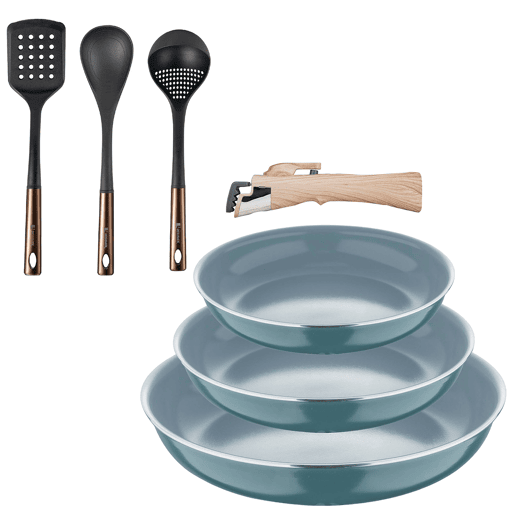 Frigideiras de indução Click&Cook Ø18Ø20Ø24cm e utensílios de cozinha