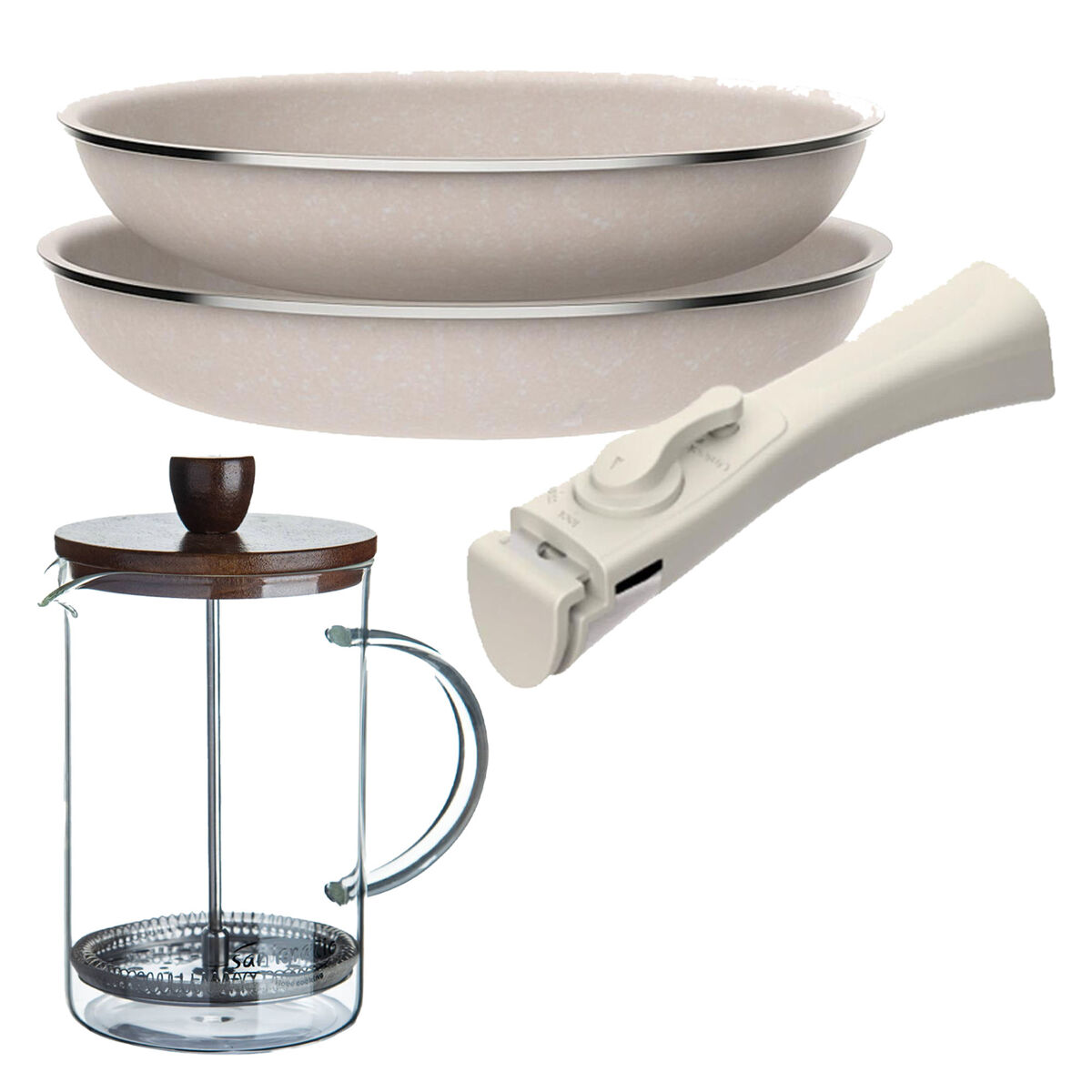 Sartenes ø24ø28cm inducción click&cook y cafetera de émbolo