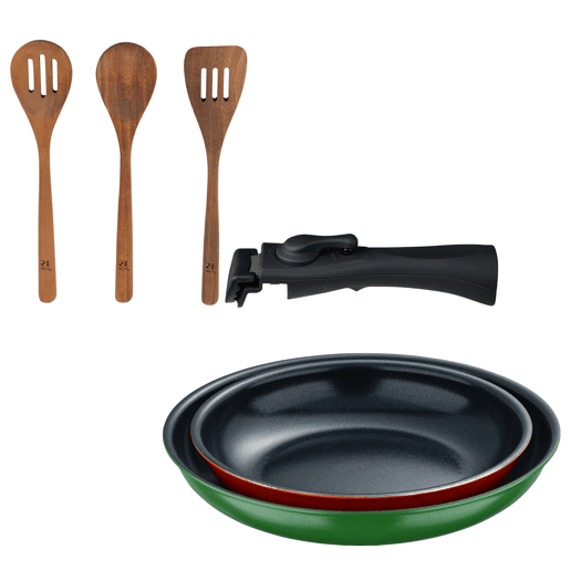 Frigideiras de indução Click&Cook Ø22Ø26cm e utensílios de cozinha