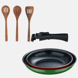 Frigideiras de indução Click&Cook Ø22Ø26cm e utensílios de cozinha