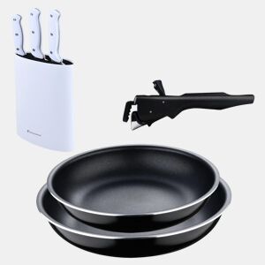 Frigideiras de indução Click&Cook Ø22Ø26cm e facas de cozinha